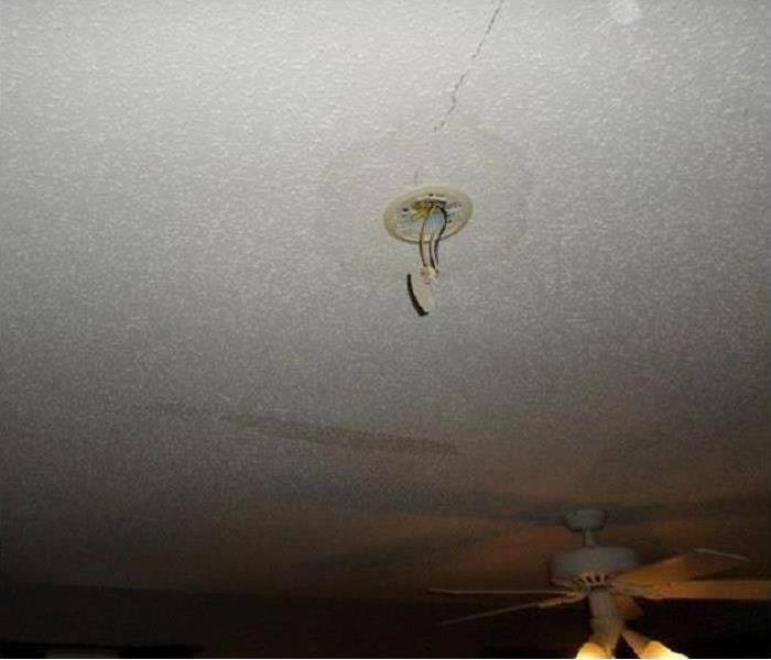 Ceiling wet from water damage from storm
